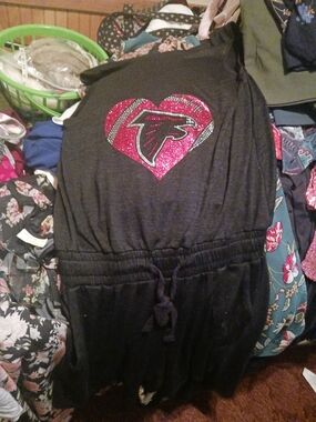 Time and Tru Black Jumpsuit with Pink Heart Falcons Logo